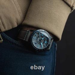 FLYBOY AIRMASTER GMT AUTOMATIC Grey / Leather Grey Dial Wristwatch AV-4128-05