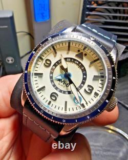FLYBOY AIRMASTER GMT AUTOMATIC Hard to find white dial with black/blue bezel