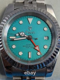 Facet GMT master mens watch with beveled bezel