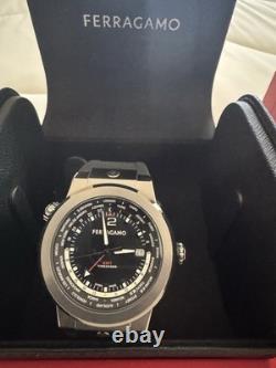 Ferragamo F-80 GMT Worldtime Silicone Watch 43mm