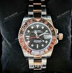 Full Automatic Diver GMT NH34 Mod Watch Root Beer Meteorite Sapphire Excellent