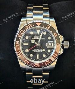 Full Automatic Diver GMT NH34 Mod Watch Root Beer Meteorite Sapphire Excellent