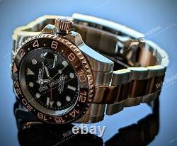 Full Automatic Diver GMT NH34 Mod Watch Root Beer Meteorite Sapphire Excellent