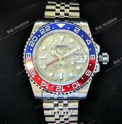 Full Automatic Diver GMT Seiko NH34 Mod Watch MeteoritePepsi Sapphire Excellent
