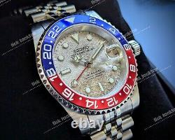 Full Automatic Diver GMT Seiko NH34 Mod Watch MeteoritePepsi Sapphire Excellent