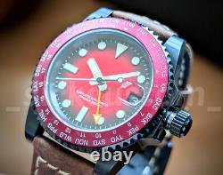 Full Automatic Diver black Red Sub GMT NH34A Mod Watch 40mm Sapphire World Time
