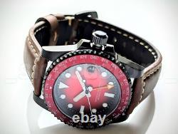 Full Automatic Diver black Red Sub GMT NH34A Mod Watch 40mm Sapphire World Time
