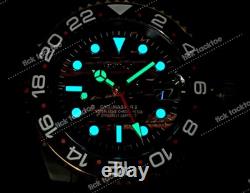 Full Automatic GMT Sub Diver Mod Watch Black Gold Volcanic 24jewels Sapphire