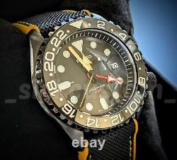 Full Automatic Lume GMT Black Yellow Diver 41mm Mod NH34A SAPPHIRE Excellent