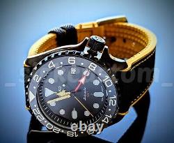Full Automatic Lume GMT Black Yellow Diver 41mm Mod NH34A SAPPHIRE Excellent