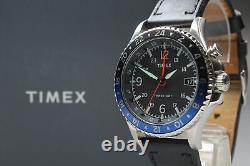 Full Set Near MINT TIMEX Three GMT TW2R43600 Date Black Dial Mens Watch JAPAN