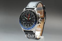 Full Set Near MINT TIMEX Three GMT TW2R43600 Date Black Dial Mens Watch JAPAN