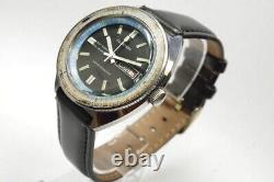 GHOST BEZEL vintage Clinton Automatic Diver World Time Watch-RUNS GREAT-Exc Con