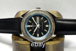 GHOST BEZEL vintage Clinton Automatic Diver World Time Watch-RUNS GREAT-Exc Con