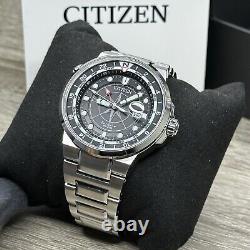 GMT? Citizen Eco-Drive Silver Stainless Steel Men's Watch 44MM BJ7140-53E $550