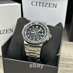 GMT? Citizen Eco-Drive Silver Stainless Steel Men's Watch 44MM BJ7140-53E $550