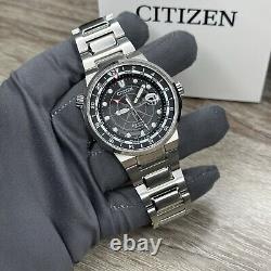 GMT? Citizen Eco-Drive Silver Stainless Steel Men's Watch 44MM BJ7140-53E $550