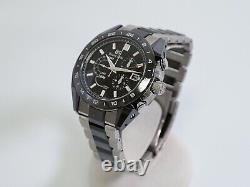 GRAND SEIKO Spring Drive GMT SBGC223 Watch Men Automatic Black Silver