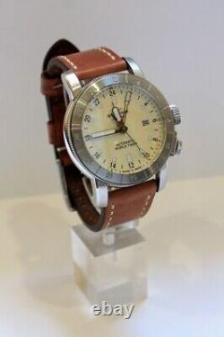 Genuine Glycine Airman World Timer Purist GMT 44mm White Dial Swiss Automatic