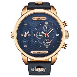 Global GMT Japanese Quartz 52mm Blue/Rose Blue Dial Wristwatch 4052.3