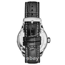 Global Voyager GMT 42mm World Timer Watch Black/Leather Black Dial Wristwatch