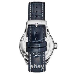 Global Voyager GMT 42mm World Timer Watch Blue/Leather Blue Dial Wristwatch 10