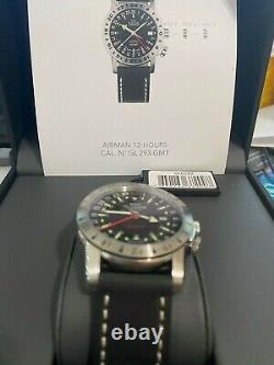Glycine AIRMAN BASE 22 GL0209 Automatic 42mm Black Dial Leather Wrist Watch