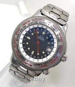 Glycine Airman 3323 Mens Wristwatch GMT24H World Time SS×SS Blue Gradient Dial