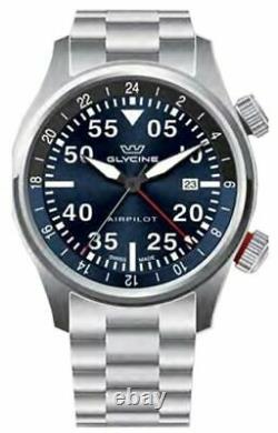Glycine Airpilot GMT Quartz GL0348, Airpilot Steel Silver analog quartz Watch