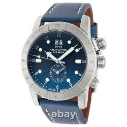 Glycine Men's GL0151 Airman Swiss Quartz GMT 42mm Blue Dial Leather Watch