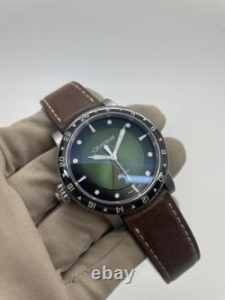 Graham Fortress GMT Automatic Green Dial Leather 44mm Steel Watch 2FOBC. G02A B+P