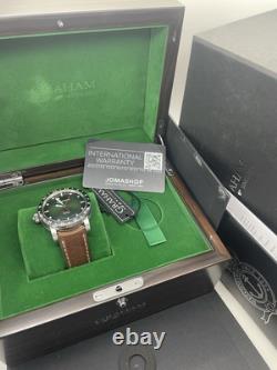 Graham Fortress GMT Automatic Green Dial Leather 44mm Steel Watch 2FOBC. G02A B+P