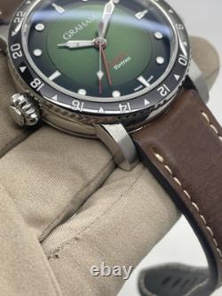 Graham Fortress GMT Automatic Green Dial Leather 44mm Steel Watch 2FOBC. G02A B+P