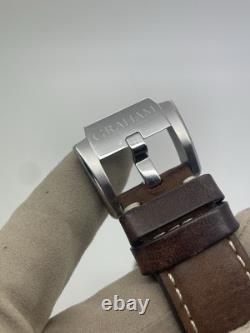 Graham Fortress GMT Automatic Green Dial Leather 44mm Steel Watch 2FOBC. G02A B+P