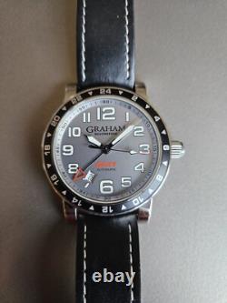 Graham Silverstone Gray Dial GMT Awesome Classic Leather Strap Rare + Cool