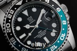 HYAKUICHI Model 14 GMT Automatic Watch Aqua Black Dial World Time 200M Japan New