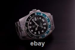 HYAKUICHI Model 14 GMT Automatic Watch Aqua Black Dial World Time 200M Japan New