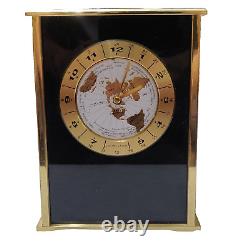 Hamilton Desk Clock World Time GMT Globe Retro MCM Brass Black Works Vintage