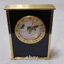 Hamilton Desk Clock World Time GMT Globe Retro MCM Brass Black Works Vintage