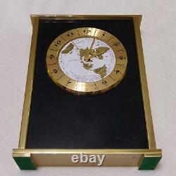 Hamilton Desk Clock World Time GMT Globe Retro MCM Brass Black Works Vintage
