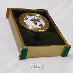 Hamilton Desk Clock World Time GMT Globe Retro MCM Brass Black Works Vintage