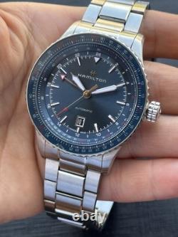 Hamilton Khaki Aviation Watch Converter GMT H767150 Blue Dial Mens 45mm Swiss
