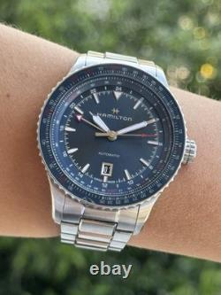 Hamilton Khaki Aviation Watch Converter GMT H767150 Blue Dial Mens 45mm Swiss