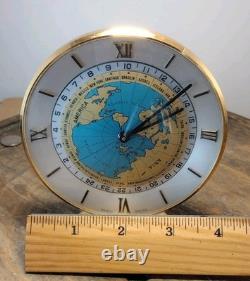 IMHOF World Time desk clock GMT 8 Day VERY CLEAN Running Well Vintage 1960s