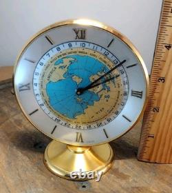 IMHOF World Time desk clock GMT 8 Day VERY CLEAN Running Well Vintage 1960s