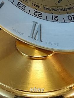 IMHOF World Time desk clock GMT 8 Day VERY CLEAN Running Well Vintage 1960s