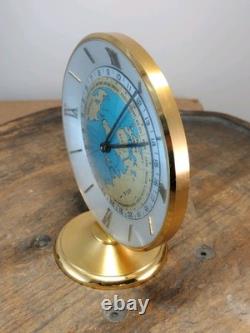 IMHOF World Time desk clock GMT 8 Day VERY CLEAN Running Well Vintage 1960s