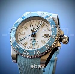 Ice Blue Full Automatic GMT Sub Diver Mod NH34 24jewel Sapphire Excellent
