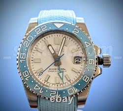 Ice Blue Full Automatic GMT Sub Diver Mod NH34 24jewel Sapphire Excellent