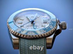 Ice Blue Full Automatic GMT Sub Diver Mod NH34 24jewel Sapphire Excellent